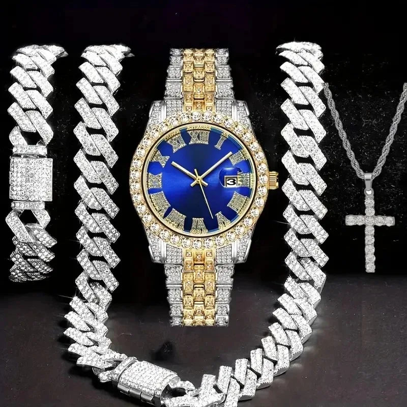 Golden Heir | Legacy - "Apex" Iced-Out Watch & Cuban Link Trio