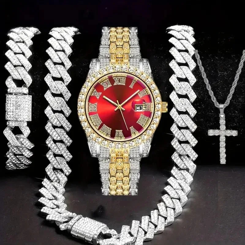 Golden Heir | Legacy - "Apex" Iced-Out Watch & Cuban Link Trio